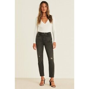 Forever 21+ High Rise Gray Distressed Jeans - Size 14